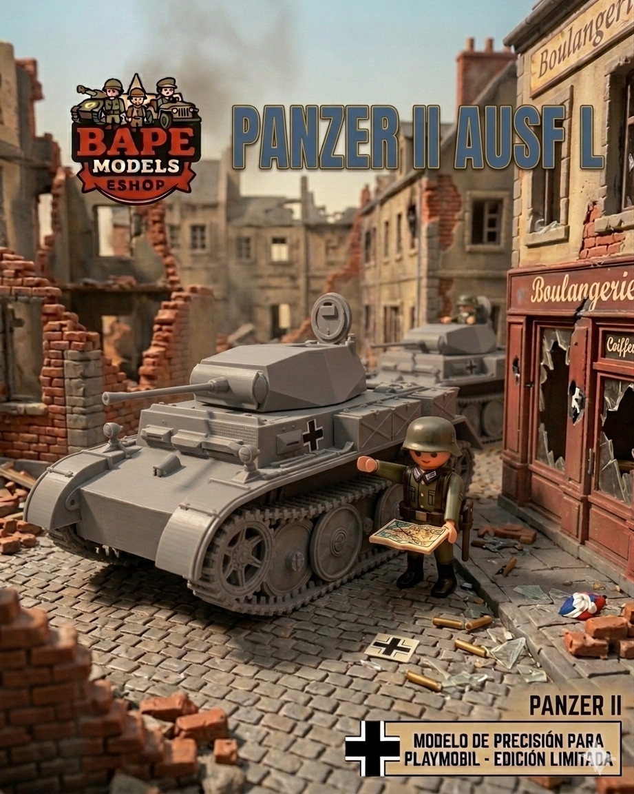 1/18 Custom Panzer II Ausf. L Luchs Playmobil Compatible , Not painted + Decals
