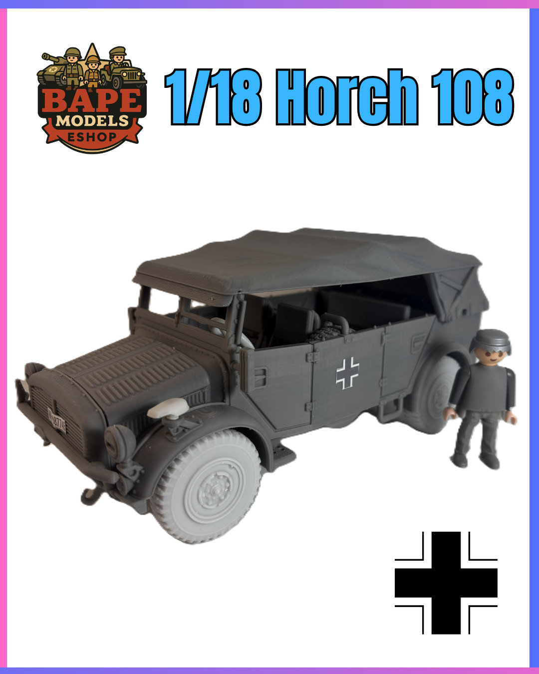 1/18 Custom HORCH 108 Playmobil Compatible , Not painted + Decals