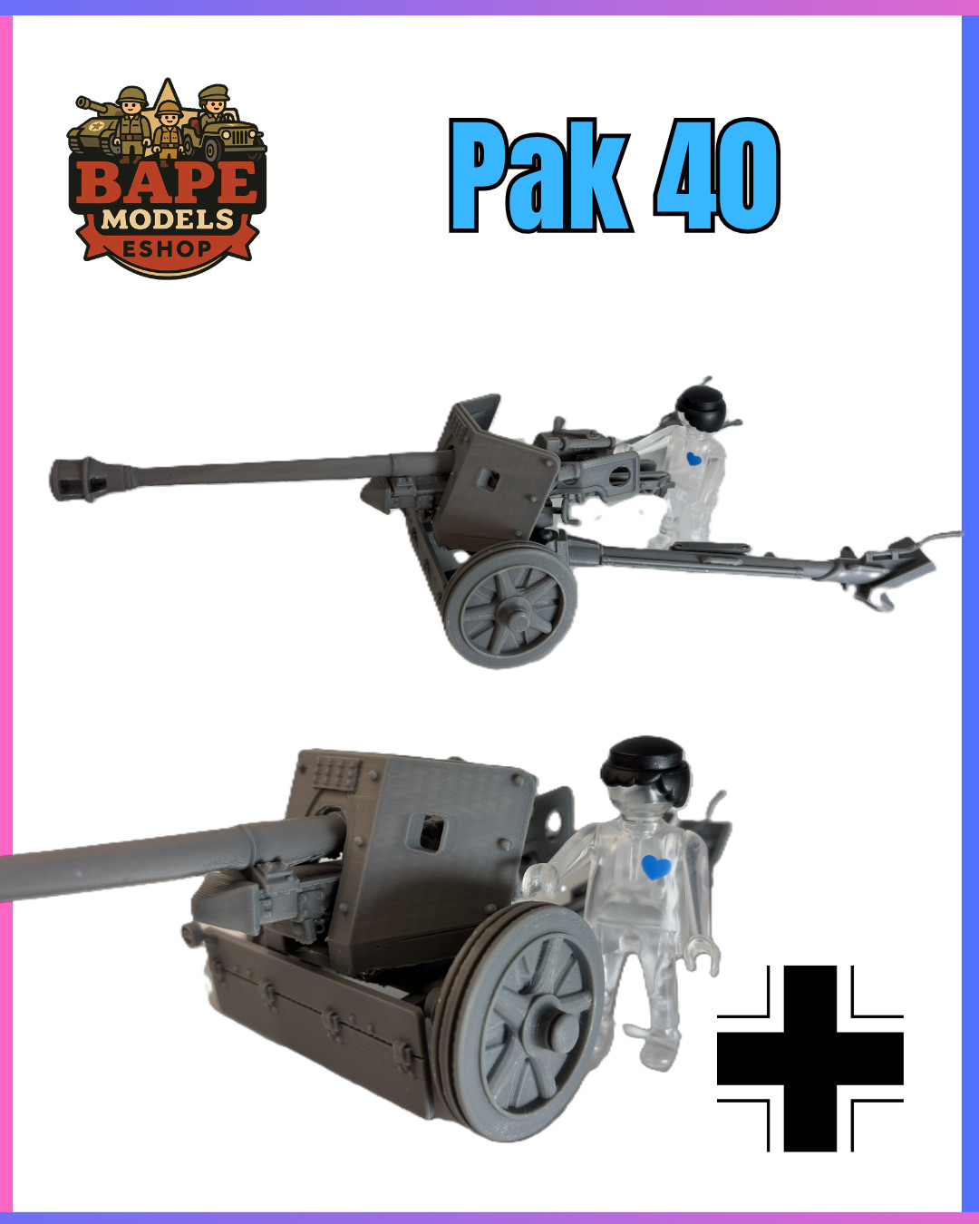 1/18 Custom Pak 40 Playmobil Compatible , Not painted + Decals