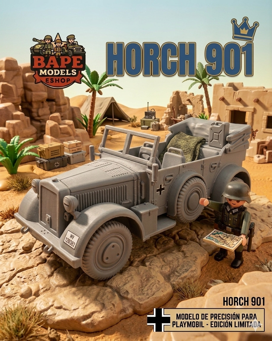 1/18 Custom Horch 901 + 2 roofs Playmobil Compatible No Painted + Stikers