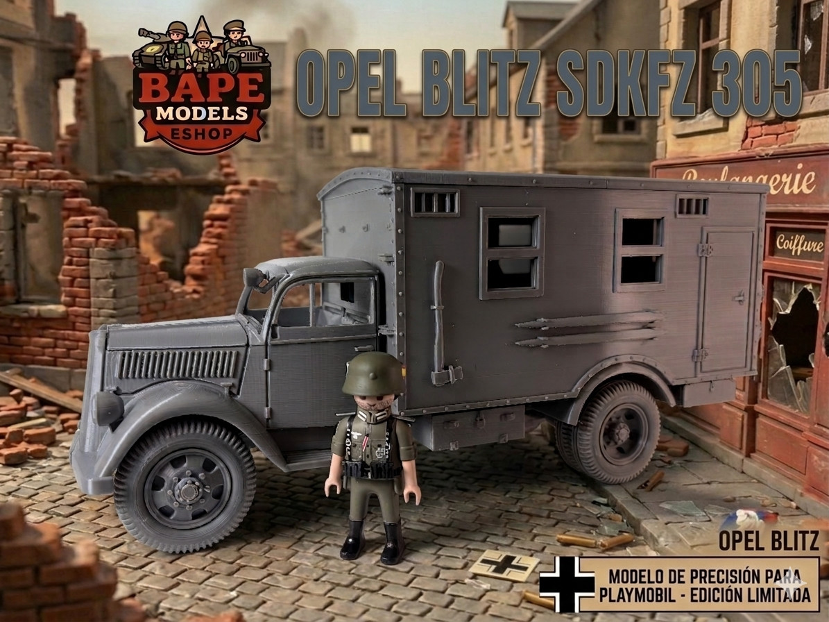 Playmobil Custom 1/18 Opel Blitz sdkfz 305 , no painted + stikers
