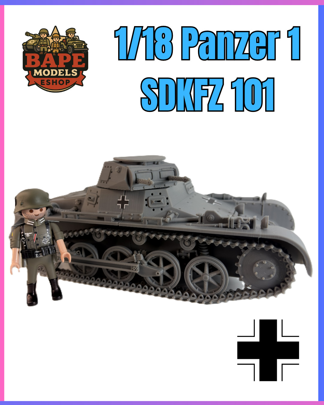 1/18 Custom Panzer 1 A Playmobil Compatible , Not painted + Decals