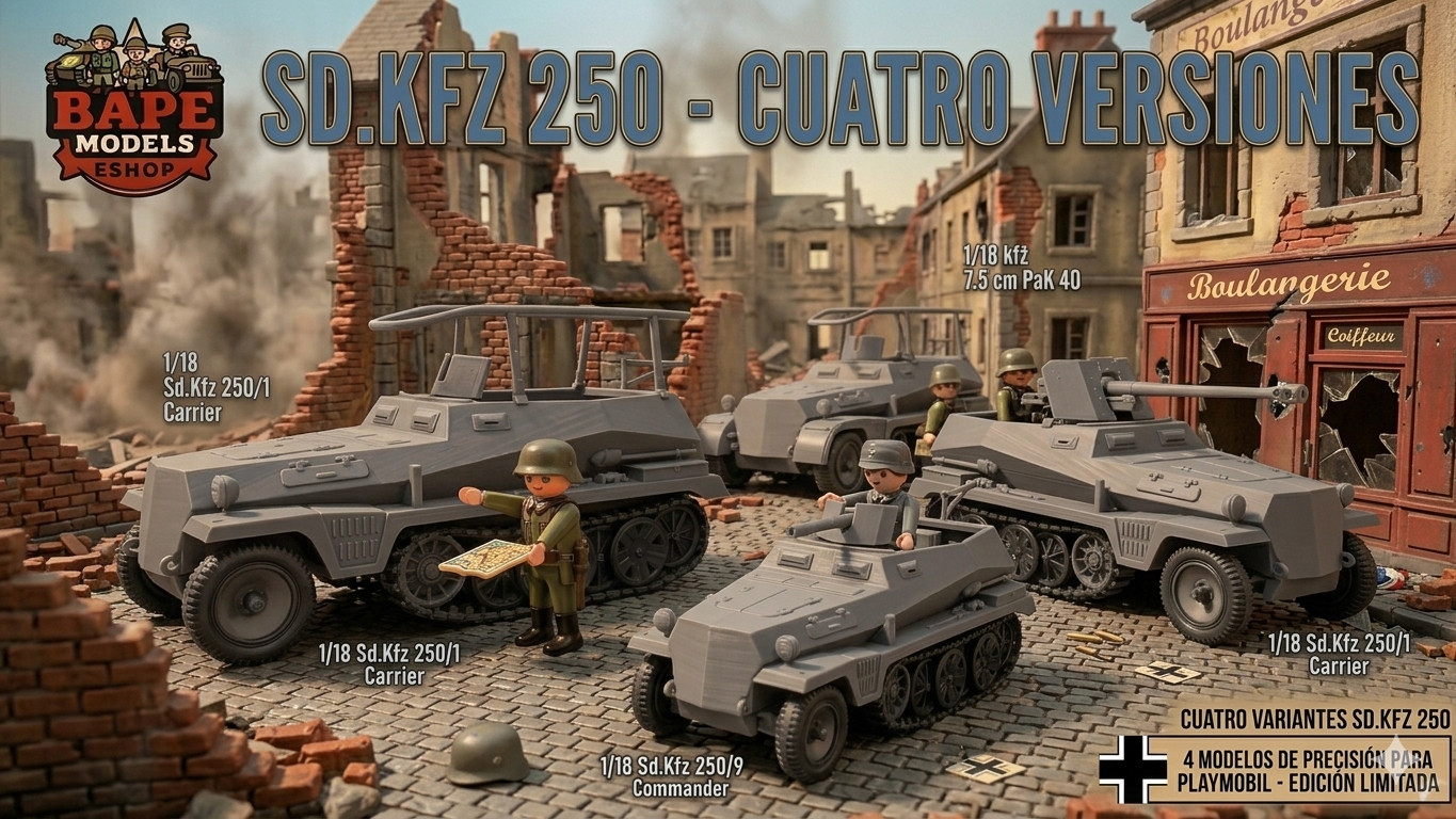 1/18 Custom Sd Kfz 250 Playmobil Compatible, Not painted + Stikers