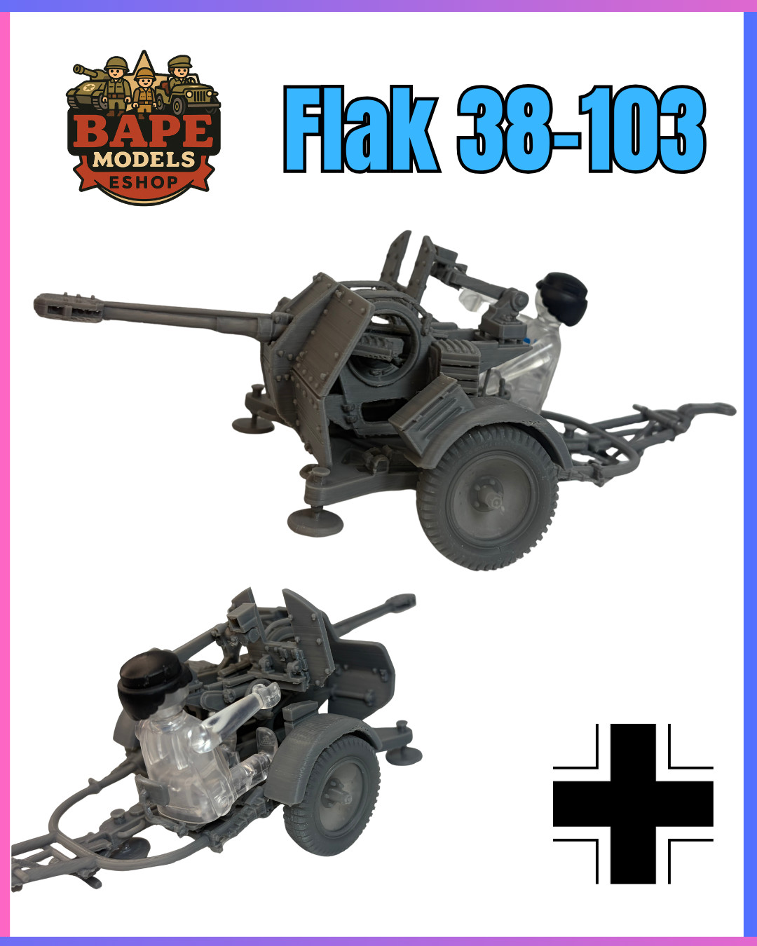 1/18 Custom 3cm Flak 38 Jaboshereck AA gun Playmobil Compatible , Not painted