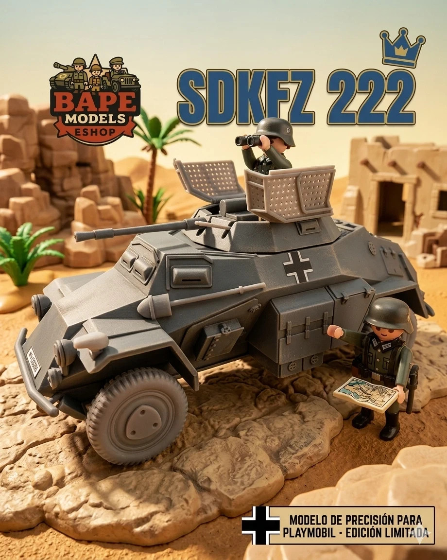 1/18 Sdkfz 222 Playmobil Compatible , Not painted + Stikers