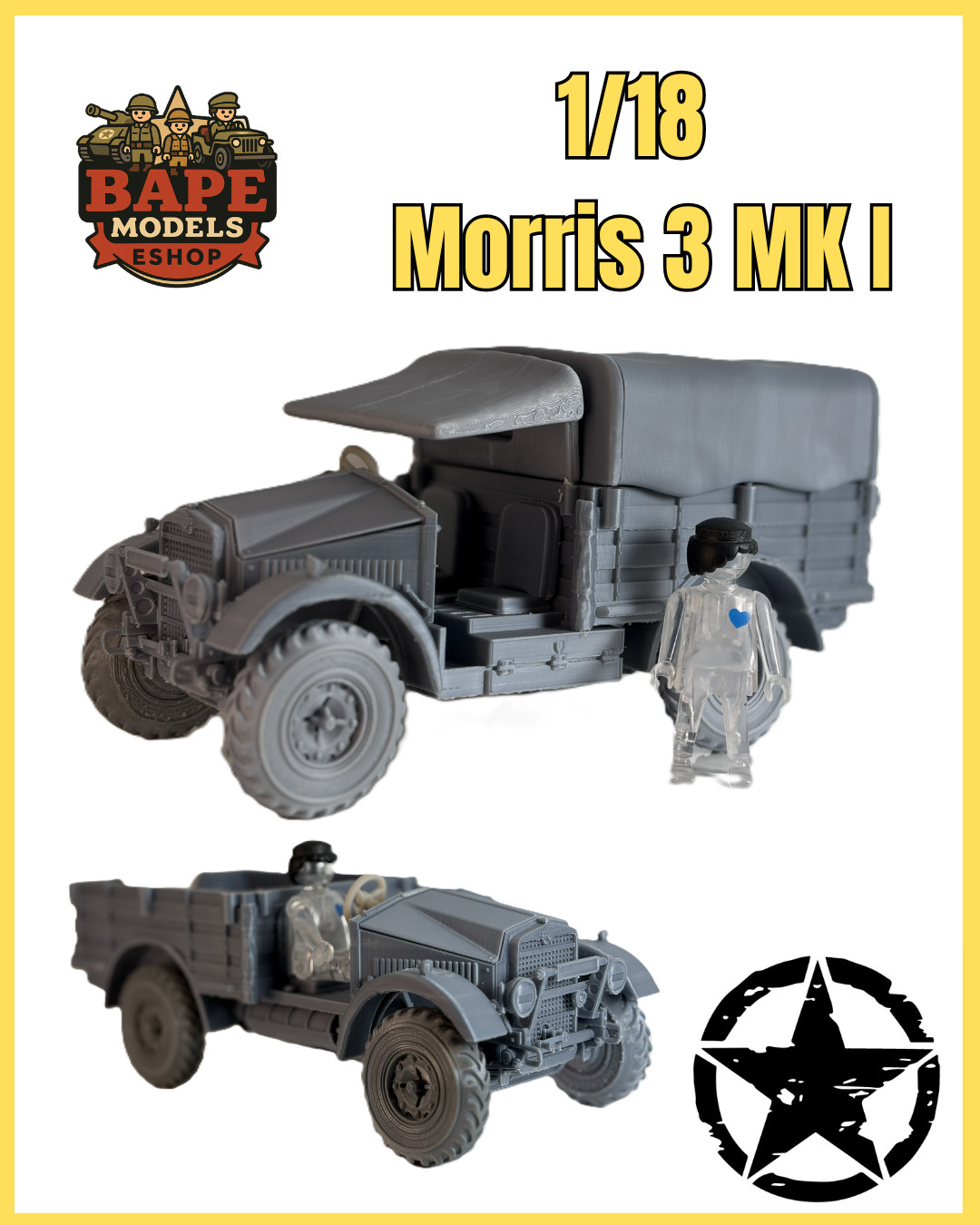 1/18 Custom Morris 3 MK I Playmobil Compatible , Not painted