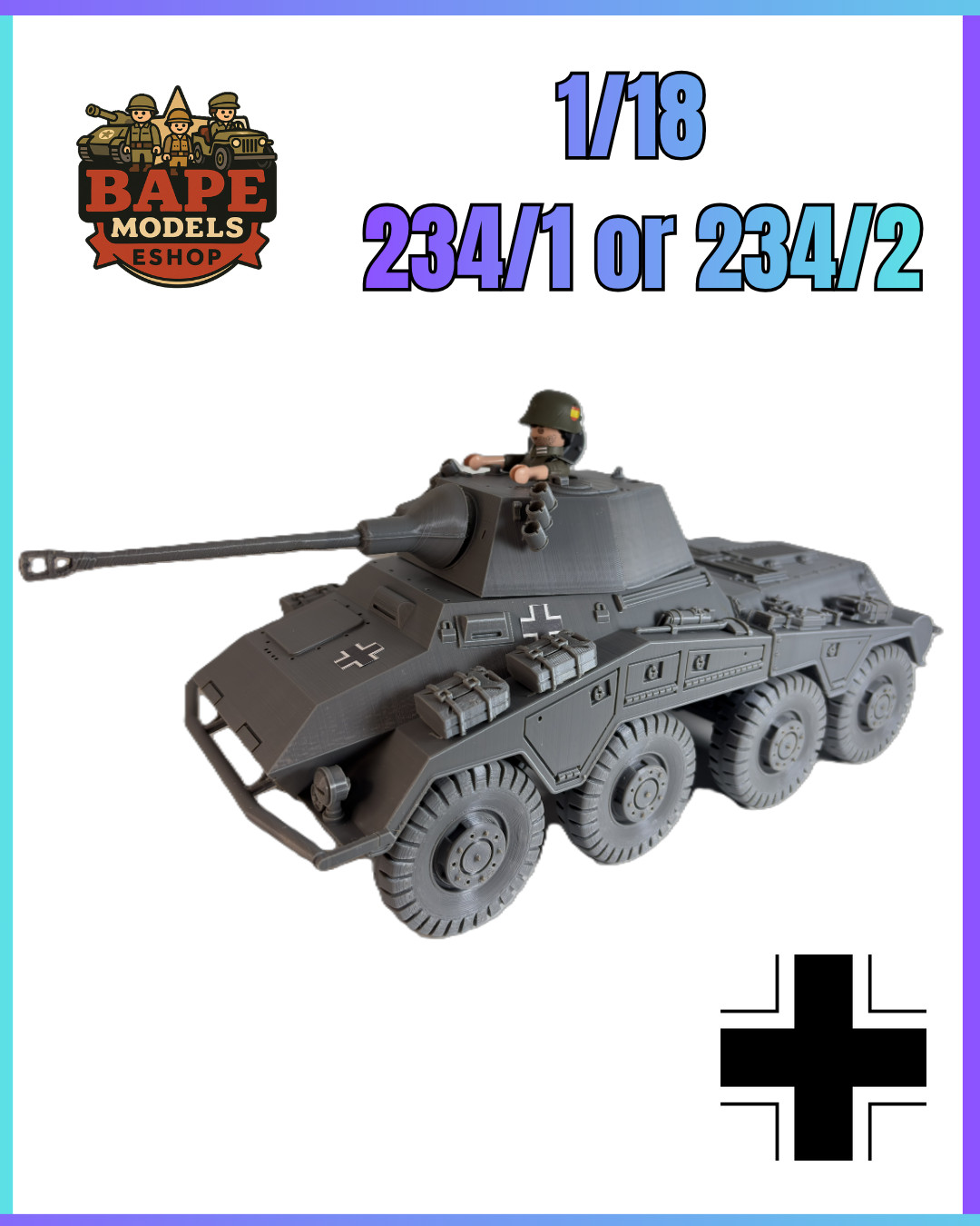 1/18 Custom Puma Sd.Kfz. 234/1 & 234/2 Playmobil Compatible , Not painted