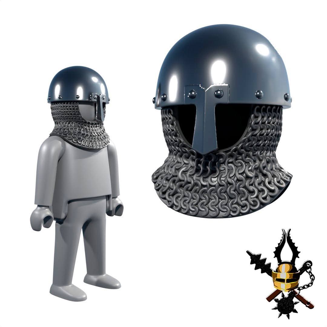 Capacete nasal con cofia de cota de malla