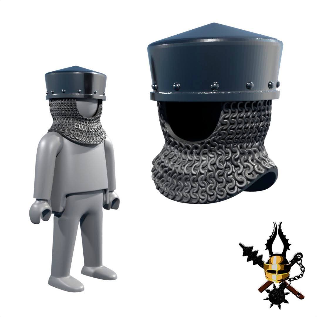 Casco tipo de olla con cofia cota de malla